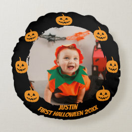 erstes Halloween-Foto Rundes Kissen