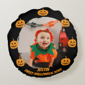 erstes Halloween-Foto Rundes Kissen (Rückseite)