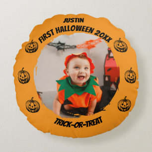 erstes Halloween-Foto Rundes Kissen