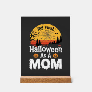 Erstes Halloween Mama Vintage Sonnenuntergang Desi Acrylschild