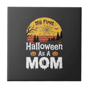 Erstes Halloween Mama Vintage Sonnenuntergang Desi Fliese