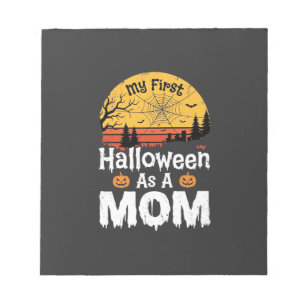 Erstes Halloween Mama Vintage Sonnenuntergang Desi Notizblock