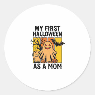Erstes Halloween-Mutter-Shirt Vintage-Geister-Desi Runder Aufkleber