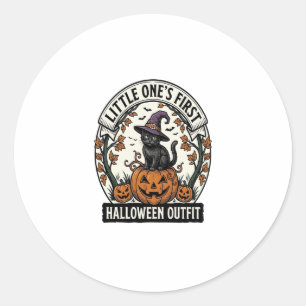 Erstes Halloween-Outfit Vintage Schwarze Katze Kür Runder Aufkleber