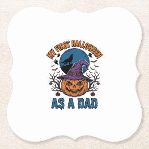 Erstes Halloween Papa Vintage Kürbis Wolf Shirt_1 Untersetzer