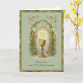 Erstes Heilige Kommunion Katholisches Elegantes Ge Karte (Gelbe Blume)