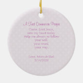 Erstes heilige Kommunions-Blondinen-Mädchen Keramik Ornament (Hinten)