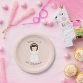 Erstes heilige Kommunions-brünettes Mädchen Pappteller (Party)