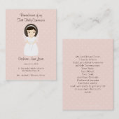 Erstes heilige Kommunions-brünettes Mädchen Visitenkarte (Vorne/Hinten)