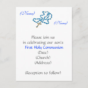 Erstes heilige Kommunions-Einladung-Blaues Einladungspostkarte