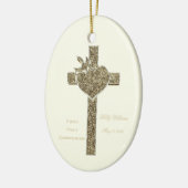 Erstes heilige Kommunions-Kreuz mit Taube und Keramik Ornament (Links)