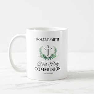 Erstes heiliges Abendmahl mit grünem Blatt Kaffeetasse