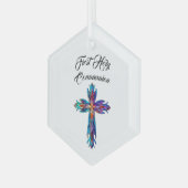 Erstes Heiliges Kommunenkreuz Ornament Aus Glas (Vorderseite Links)