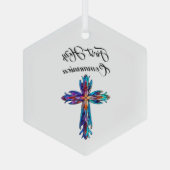 Erstes Heiliges Kommunenkreuz Ornament Aus Glas (Rückseite)