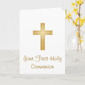 Erstes Heiliges Kommunion/Gold-Kreuz Karte (Gelbe Blume)