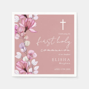 Erstes Heiliges Kommunion in staubigem Rosa Pink F Serviette