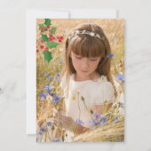 Erstes Heiliges Kommunion Winterwald Snowflake Fot Einladung (Rückseite)