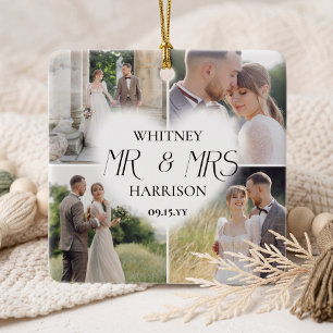 Erstes Hochzeitsfoto von Mr. & Mrs. - Fotocollage- Keramikornament