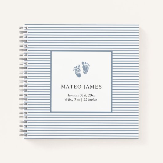 Erstes Jahr Baby Memory Book Dusty Blue Notizblock (Vorderseite)