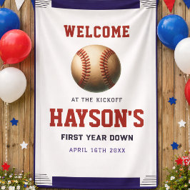 Erstes Jahr Down Baseball 1. Geburtstagsgruß Banner