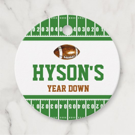 Erstes Jahr | Fußball 1. Geburtstag Party Geschenkanhänger (Vorderseite)