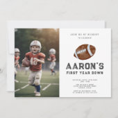 Erstes Jahr Fußball Foto 1. Geburtstag Party Einladung (Vorderseite)