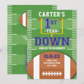 Erstes Jahr Fußball Thema Blue Erster Geburtstag Einladung (Vorne/Hinten)