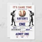 Erstes Jahr im Baseball 1. Geburtstag Party Einladung (Vorderseite)