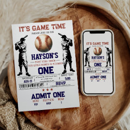 Erstes Jahr im Baseball 1. Geburtstag Party Einladung