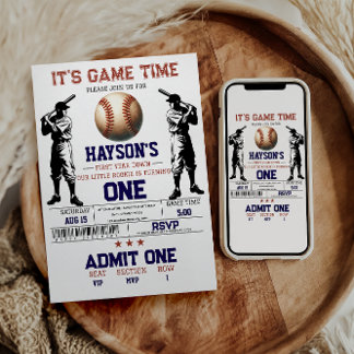 Erstes Jahr im Baseball 1. Geburtstag Party Einladung