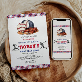 Erstes Jahr im Baseball 1. Geburtstag Party Einladung