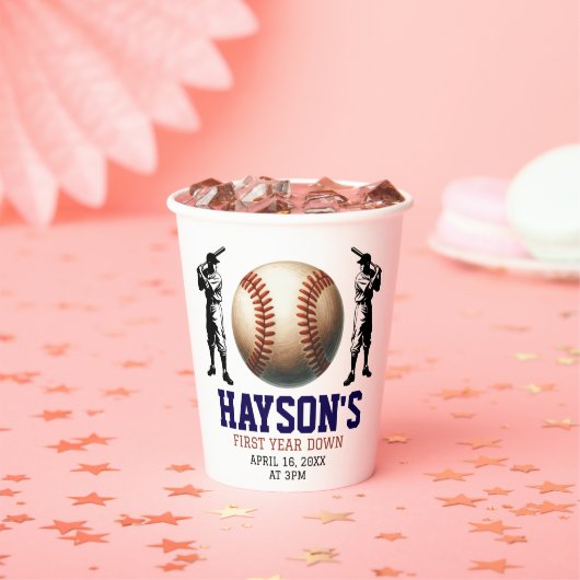 Erstes Jahr im Baseball 1. Geburtstag Party Pappbecher (Insitu)