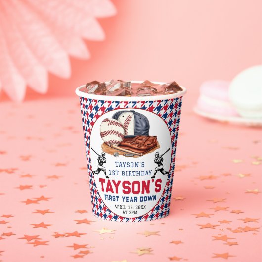 Erstes Jahr im Baseball 1. Geburtstag Party Pappbecher (Insitu)