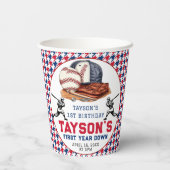 Erstes Jahr im Baseball 1. Geburtstag Party Pappbecher (Rückseite)