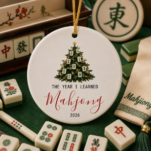 Erstes Jahr, in dem ich Mahjong Weihnachten lernte Keramik Ornament