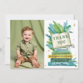 Erstes Kapitel Storybook Geburtstag Foto Dankeskarte (Vorderseite)