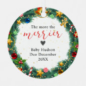 Erstes Kind, das die Eltern zu Weihnachten erwarte Ornament Aus Metall (Vorderseite)