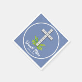 Erstes kommunales Kreuz auf blaugrauem Himmel Serviette (Ecke)