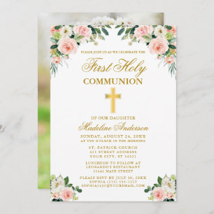 Erstes Kommunalfarben-rosa Foto Einladung