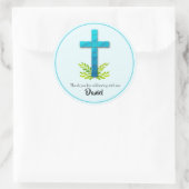 Erstes Kommunenkreuz auf blau Runder Aufkleber (Tasche)