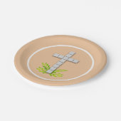 Erstes Kommunenkreuz auf Peach Pappteller (Schrägansicht)