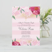 Erstes Kommunion ~ Imitat-Goldrosa mit Einladung (Stehend Vorderseite)