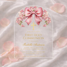 Erstes Kommunion Mädchen Rosa Blumen Elegant