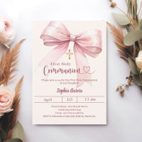 Erstes Kommunion Mädchen Rosa Creme elegant