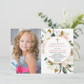 Erstes Kommunions-Foto des rustikalen Einladung (Stehend Vorderseite)