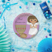 Erstes Kommunions-Mädchen in Lila Pappteller (Party)