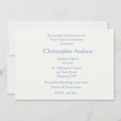 Erstes Kommunions-Rosenbeet-Herz-Blau Einladung (Rückseite)