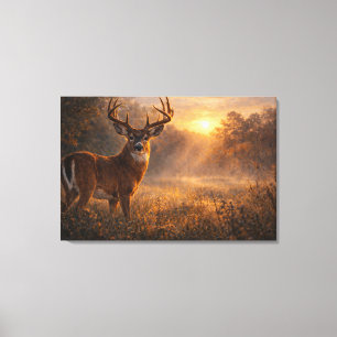 Erstes Licht   Weißwedelhirsch-Kunst   Gestreckt Leinwanddruck