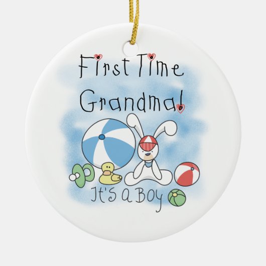 Erstes Mal-Großmutter der Jungen-Geschenke Keramikornament (Vorne)