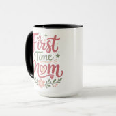 Erstes Mal Mama Süßes Florales Mutterdesign Tasse (Vorderseite Links)